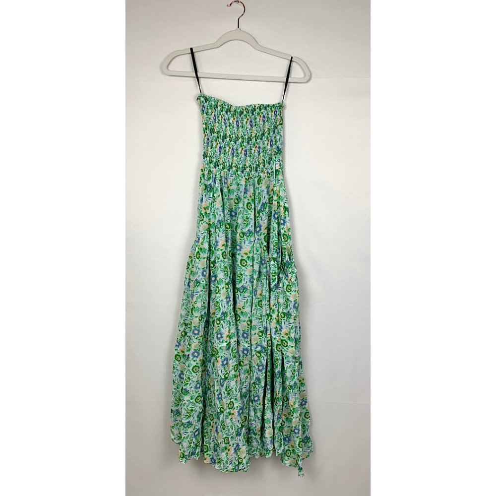 NWT SWF Strapless Midi Maxi Floral Dress Renewed Green White Small - Picture 8 of 10